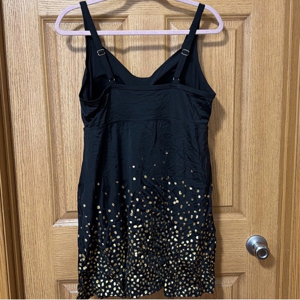 Swimsuits For All Black Gold Dot Retro Swimdress Plus
Size 14 One Piece - Picture 4 of 5